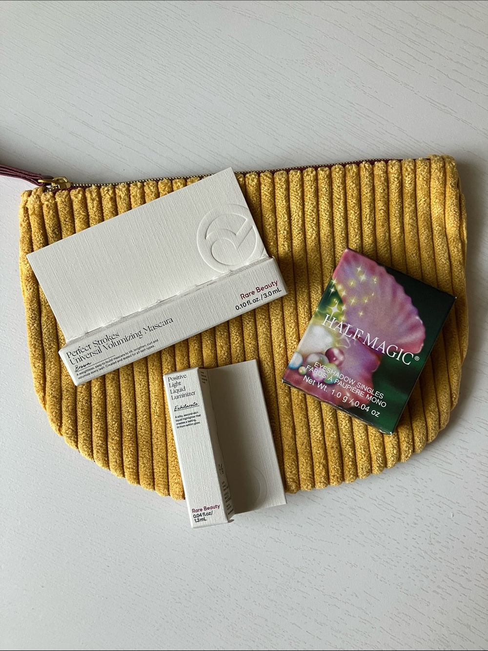 Rare Beauty Perfect Strokes Mini Mascara & Luminizer, Magic Eyeshadow+Ipsy Bag